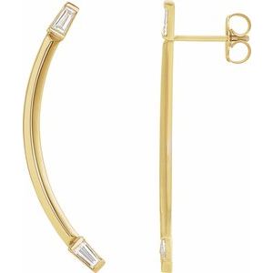 14K Yellow Gold 1/4 CTW Natural Diamond Curved Bar Earrings