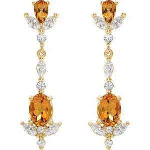 14K Yellow Gold Natural Citrine & 3/4 CTW Natural Diamond Earrings – image 2