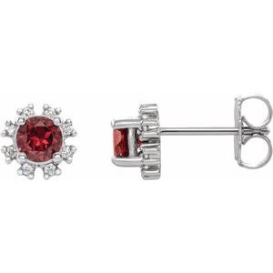 14K White Gold Lab-Grown Ruby & 1/2 CTW Natural Diamond Earrings