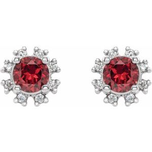 Sterling Silver Natural Ruby & .06 CTW Natural Diamond Earrings – image 2