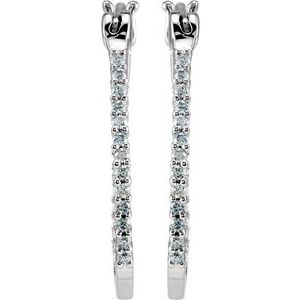 Platinum 1/4 CTW Natural Diamond Inside-Outside Hoop Earrings – image 3