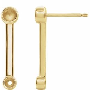 14K Yellow Gold Bezel-Set Bar Earring Mounting