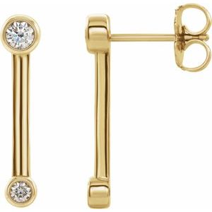 14K Yellow Gold 1/5 CTW Natural Diamond Bezel-Set Bar Earrings