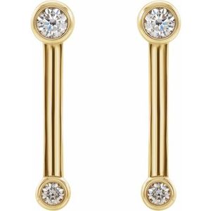 14K Yellow Gold 1/5 CTW Natural Diamond Bezel-Set Bar Earrings