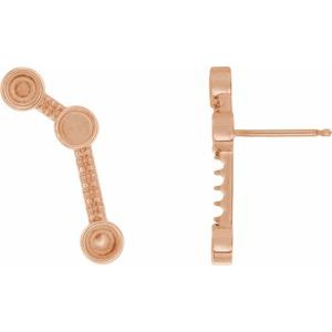 14K Rose Gold Scattered Cabochon Ear Climber Mounting