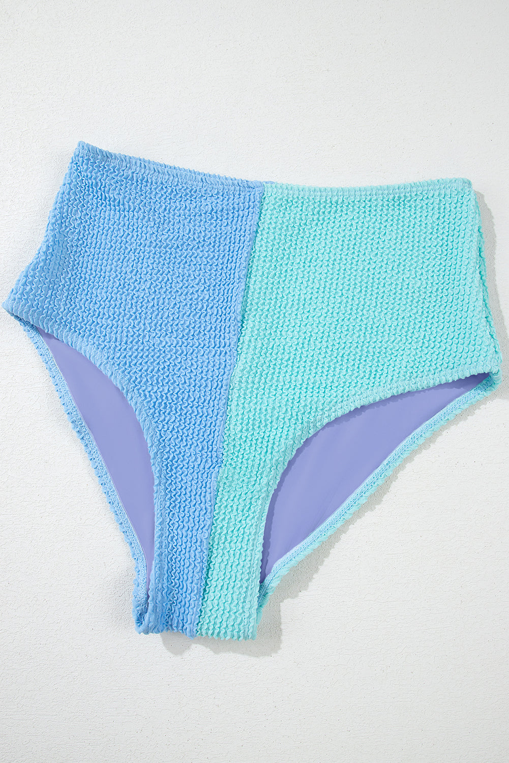Colorblock Corded Top & High Waist Bikini Set