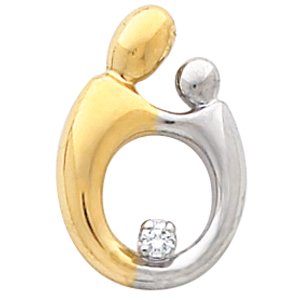 14K Yellow/White Gold .05 CT Natural Diamond Mother and Child® Slide Pendant