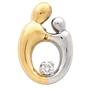 14K Yellow/White Gold .03 CT Natural Diamond Mother and Child® Slide Pendant