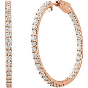 14K Rose Gold 5 CTW Lab-Grown Diamond Inside-Outside 41.5 mm Hinged Hoop Earrings