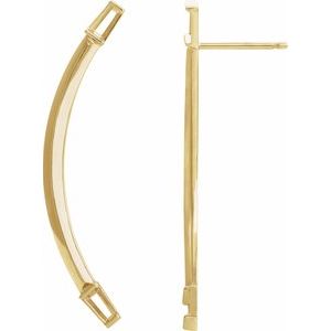 14K Yellow Gold Right Curved Bar Earring Mounting