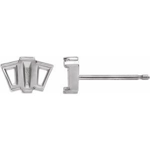 14K White Gold Geometric Cluster Stud Earring Mounting