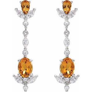 Platinum Natural Citrine & 3/4 CTW Natural Diamond Earrings – image 2
