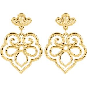 14K Yellow Gold Accented Fleur-de-lis Earring Mounting – image 2