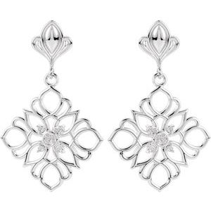 14K White Gold Accented Dangle Earring Mounting – image 2