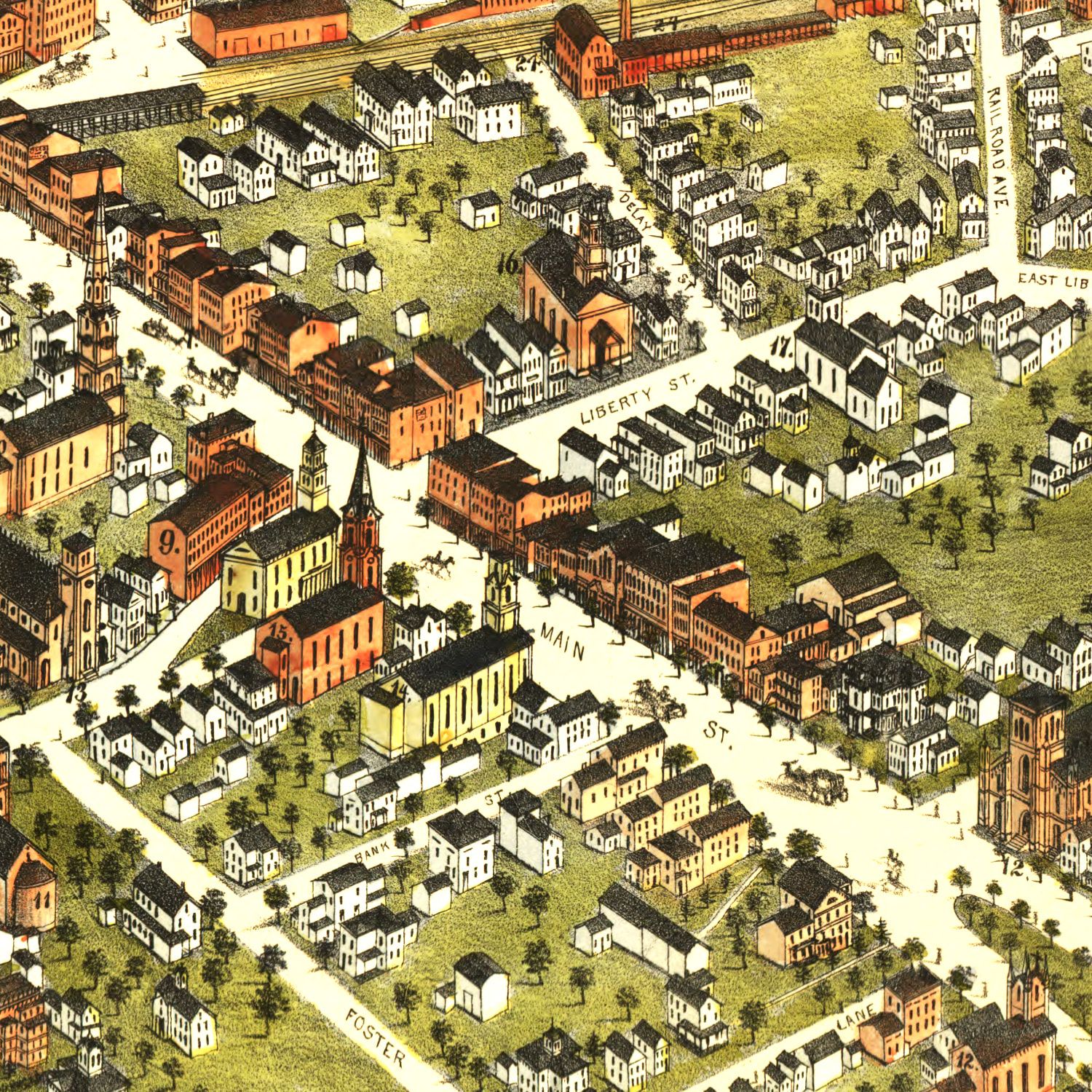 Vintage Map of Danbury, Connecticut 1875