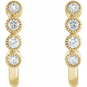 14K Yellow Gold 1/4 CTW Natural Diamond J-Hoop Earrings