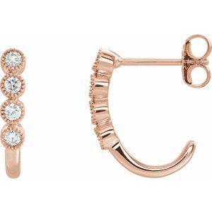 14K Rose Gold 1/4 CTW Natural Diamond J-Hoop Earrings