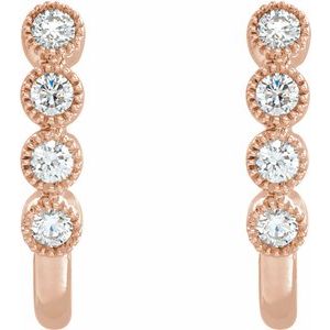 14K Rose Gold 1/4 CTW Natural Diamond J-Hoop Earrings