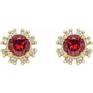 14K Yellow Gold Natural Ruby & 1/5 CTW Natural Diamond Earrings – image 2
