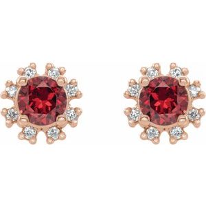 14K Rose Gold Lab-Grown Ruby & .06 CTW Natural Diamond Earrings – image 2