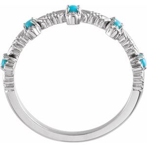 14K White Gold Natural Turquoise Cross Ring