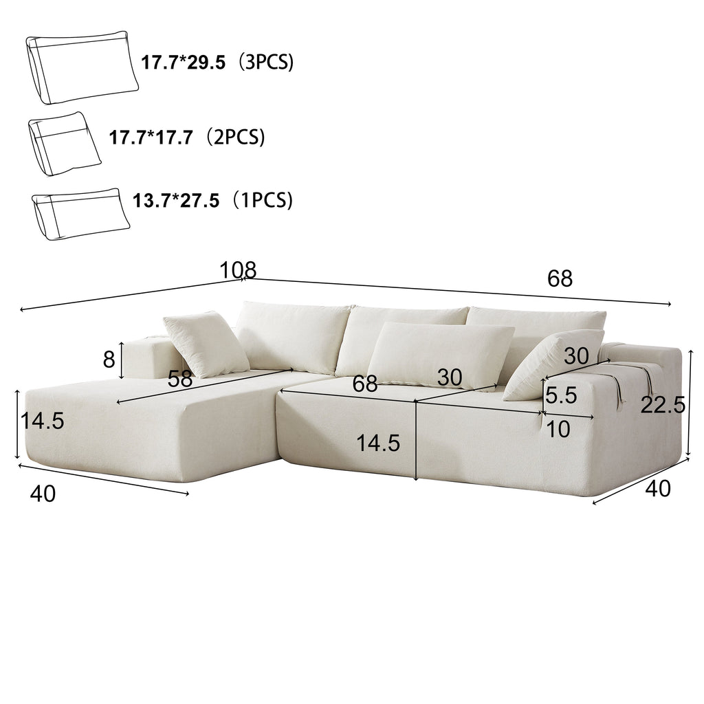 Modern Chenille Upholstered Sectional Sofa Couch Set,Modular 108' L Shaped Sectional Living Room Sofa Set With 6 Pillows,Free Combination Sofa Couch for Living Room,Bedroom