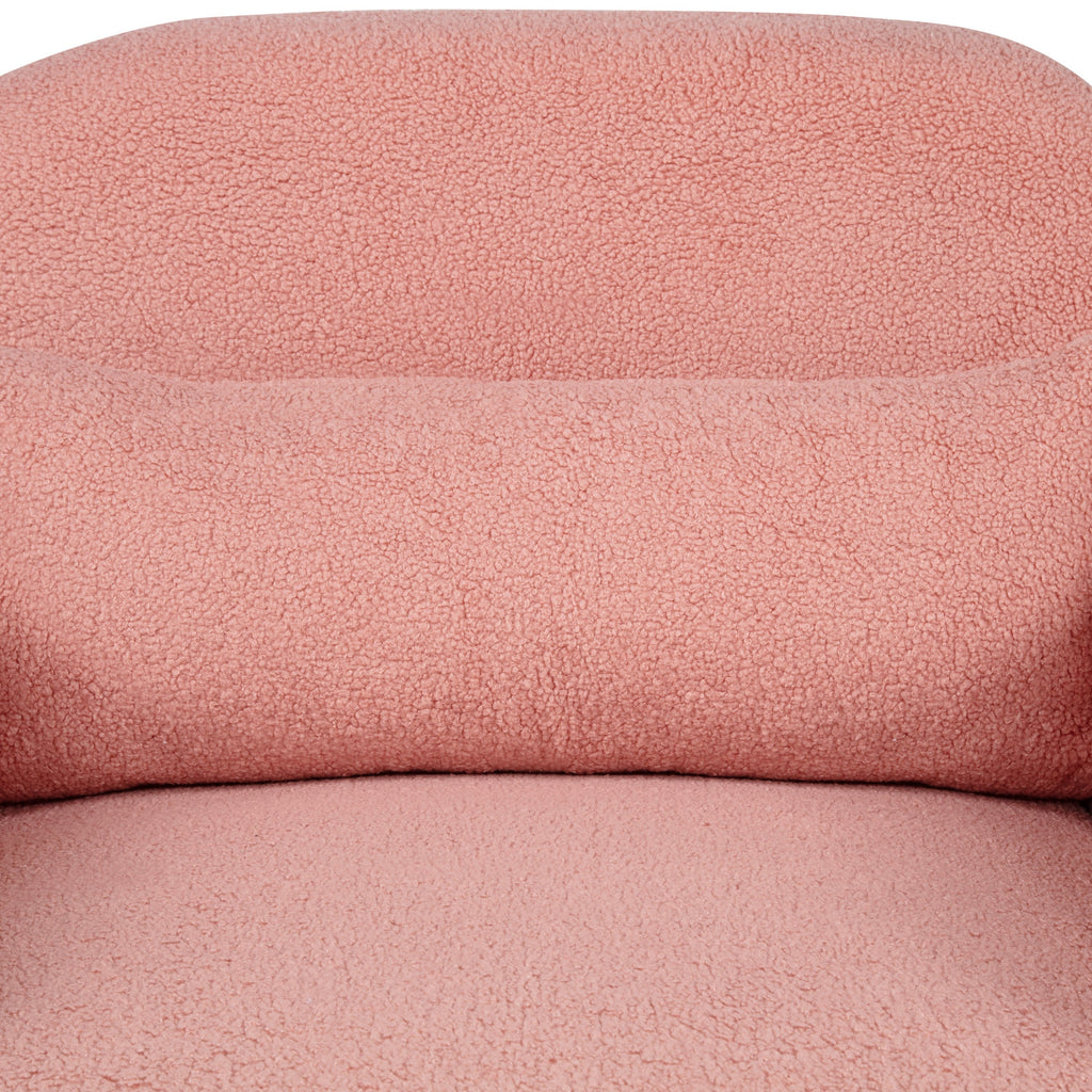 Stylish and Minimalist Teddy Fleece Single Sofa Chair with Arms and Pillow, Armchair, Accent Chair for Living Room, Bedroom, Study,Pink