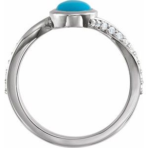 Platinum Natural Turquoise Cabochon & 1/5 CTW Natural Diamond Ring