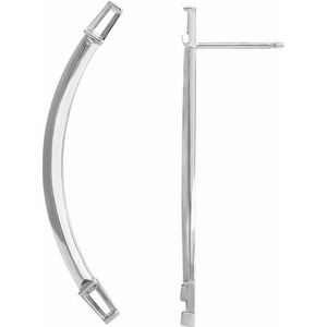 Sterling Silver Right Curved Bar Earring Mounting