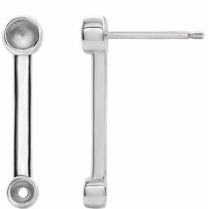 14K White Gold Bezel-Set Bar Earring Mounting