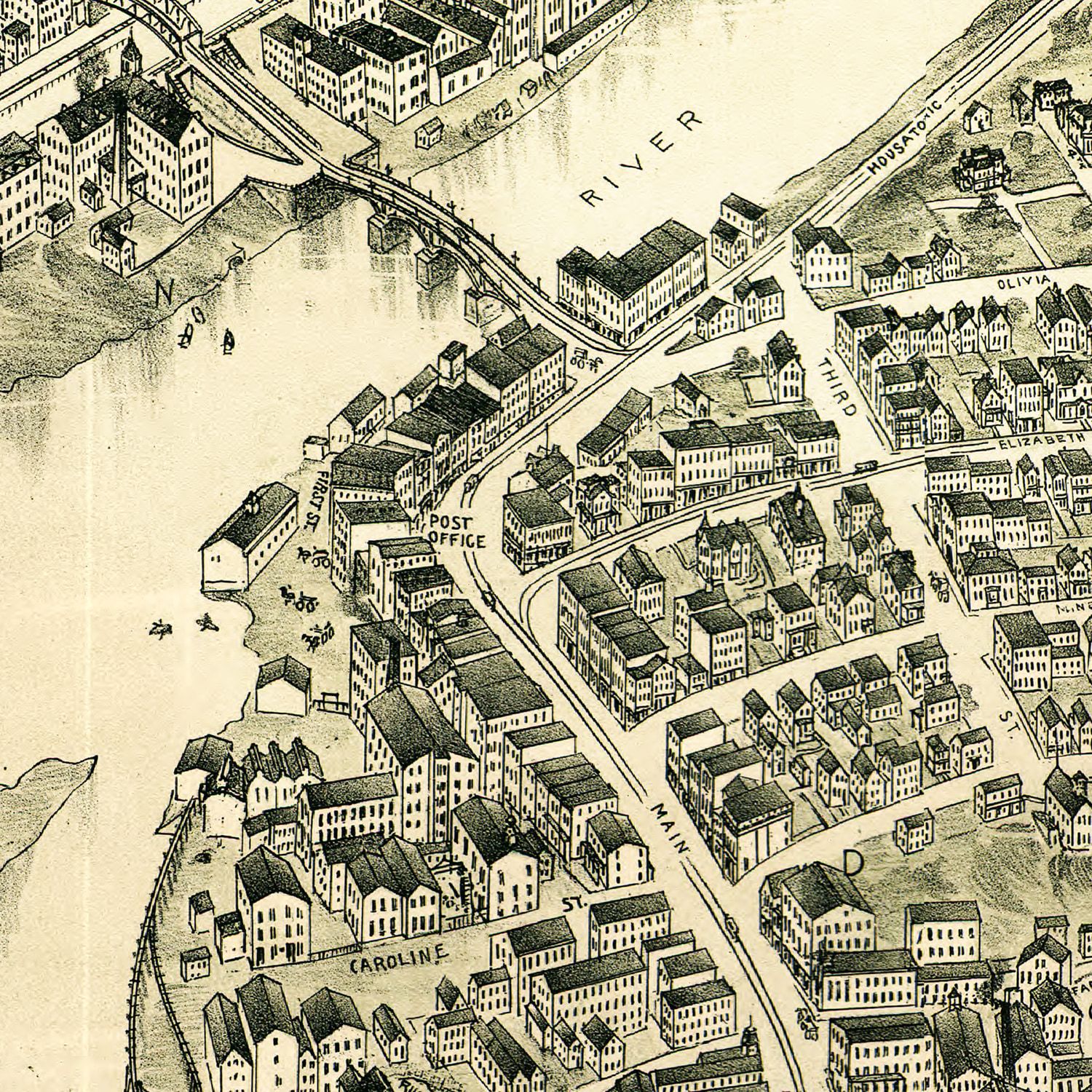 Vintage Map of Derby, Connecticut 1898
