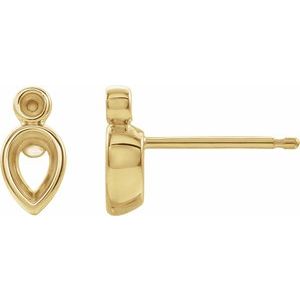 14K Yellow Gold 4.5x3 mm Pear Bezel-Set Earring Mounting