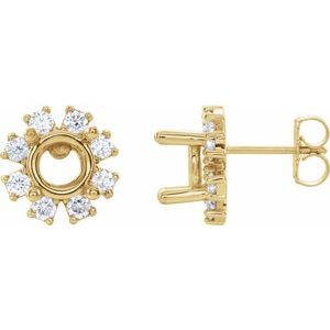 14K Yellow Gold 6.5 mm Round 5/8 CTW Natural Diamond Semi-Set Earrings