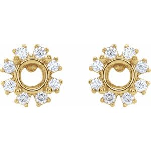 14K Yellow Gold 6.5 mm Round 5/8 CTW Natural Diamond Semi-Set Earrings – image 2