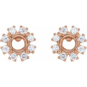 14K Rose Gold 4.5 mm Round 1/8 CTW Natural Diamond Semi-Set Earrings – image 2