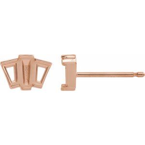 14K Rose Gold Geometric Cluster Stud Earring Mounting