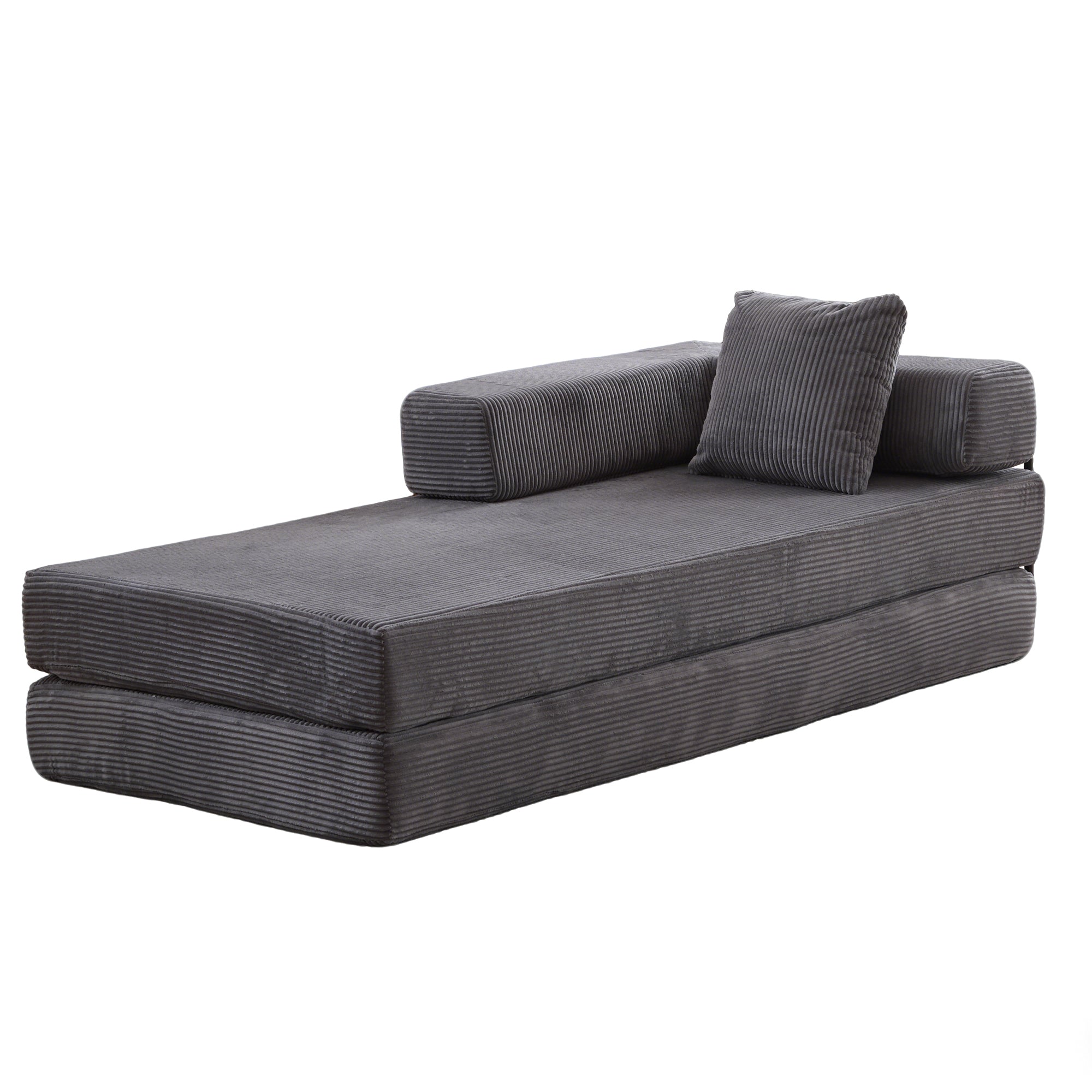 Floor Couch,Compression Sofa,Convertible Floor Sofa Bed-with Pillow Back Support Armrest,Comfy Futon Couch Lounge Sleeper Bed,Corduroy Fabric,for Living Room Bedroom (dark grey)