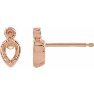 14K Rose Gold 4.5x3 mm Pear Bezel-Set Earring Mounting