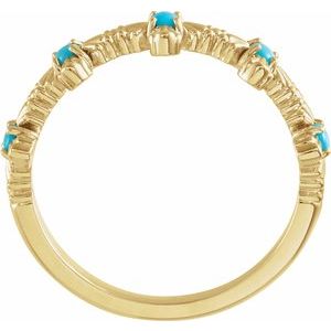 14K Yellow Gold Natural Turquoise Cross Ring
