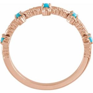 14K Rose Gold Natural Turquoise Cross Ring