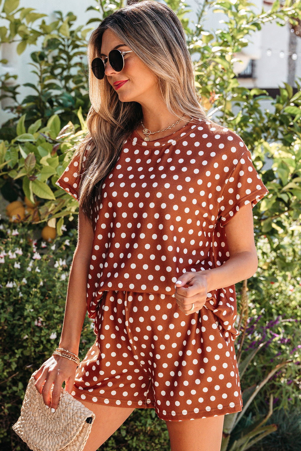 Polka Dot Short Sleeve Top & Shorts Set