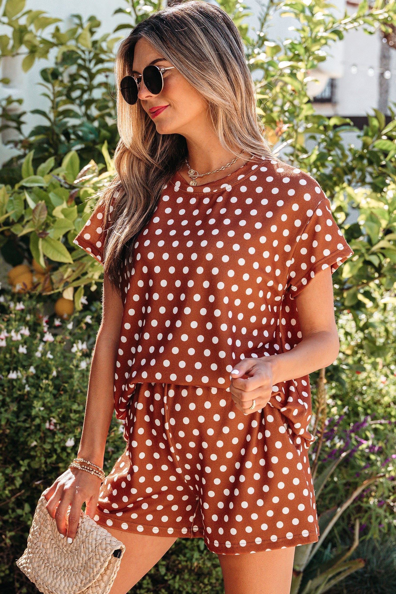 Polka Dot Short Sleeve Top & Shorts Set
