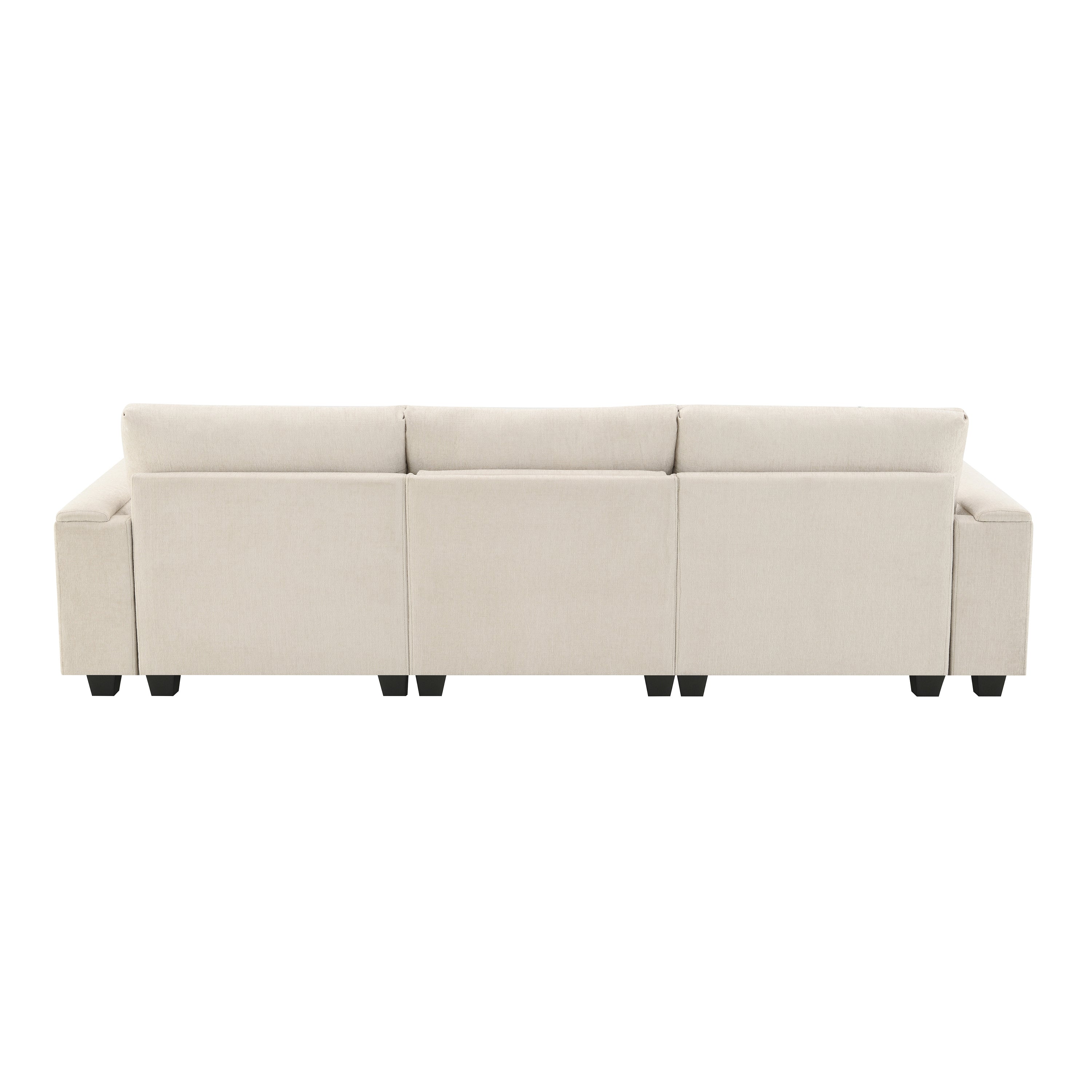 Chenille Sectional Sofa with Bluetooth Speaker, Comfy Cloud Couch Set with Drop Down Table, Cup Holders, USB Charger, Storage Armrest, Wide Seat, 96*35''