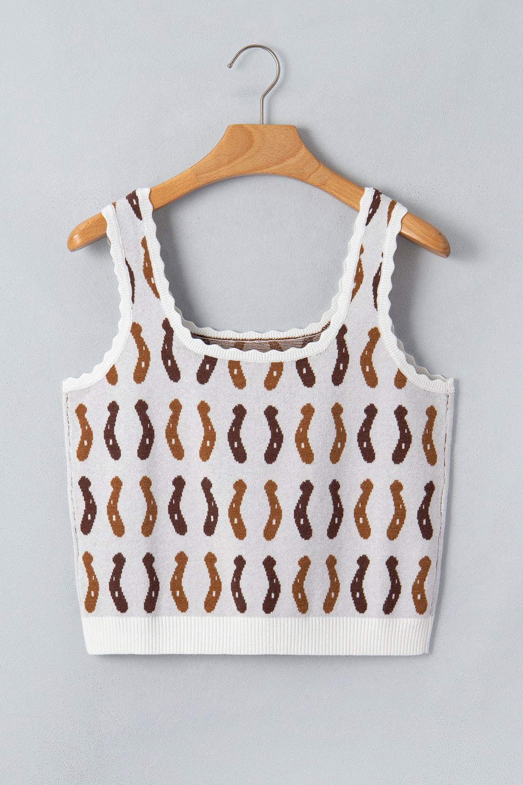Western Horseshoe Scalloped Sleeveless Sweater Top