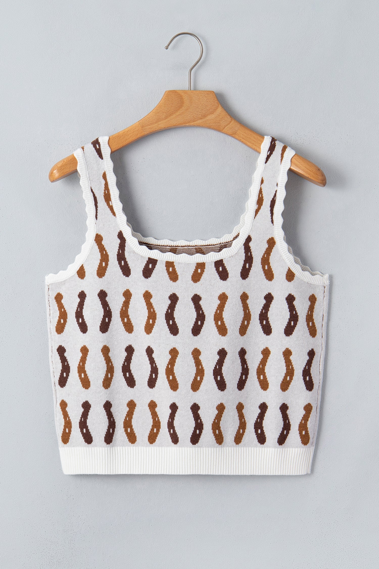 Western Horseshoe Scalloped Sleeveless Sweater Top