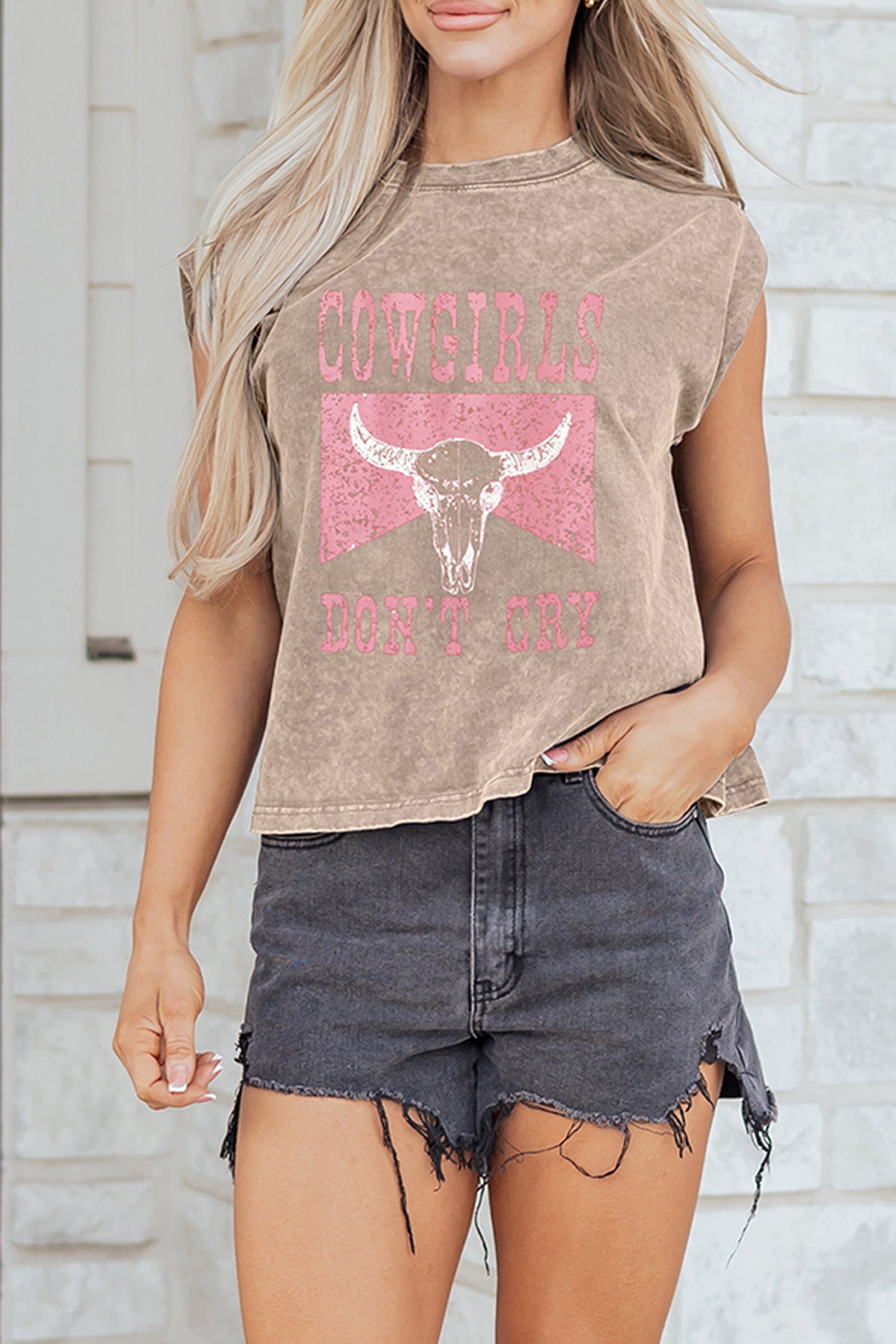 Western Cowgirls Don't Cry Graphic Tank Top