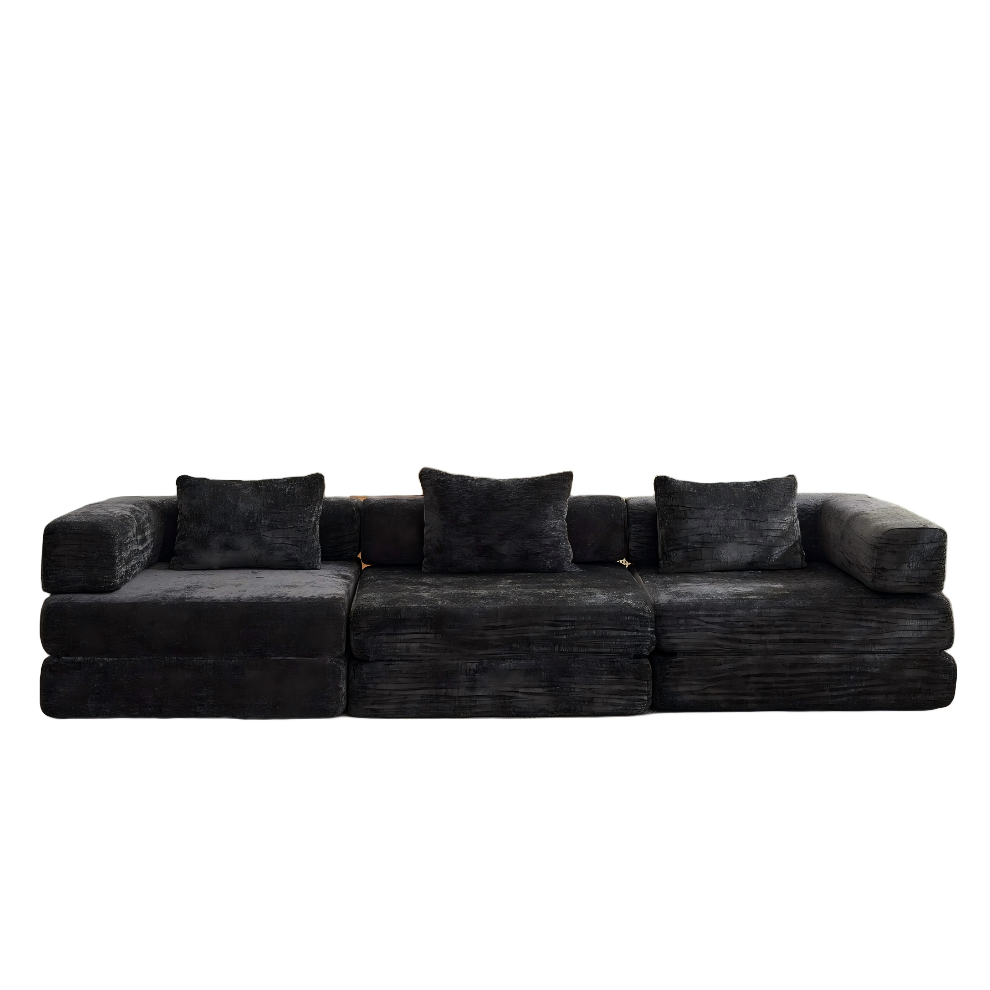 Compression Sofa,Convertible Floor Sofa Bed with Fixed-Shape Frame, Boneless Modular Sectional Sofa,No Assembly Required,Chenille fabric,for Living Room Bedroom,Black