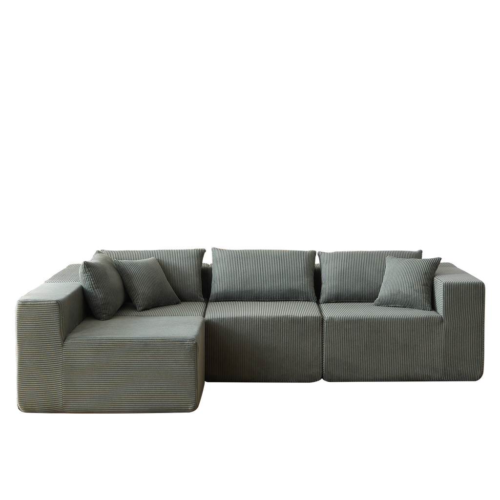 104-Inch Corduroy  Modular L Shaped Sectional Sofa,Luxury Floor Couch Set,Upholstered Indoor Furniture,Foam-Filled Compressed Sofa for Living Room,Bedroom,4 PC Free Combination
