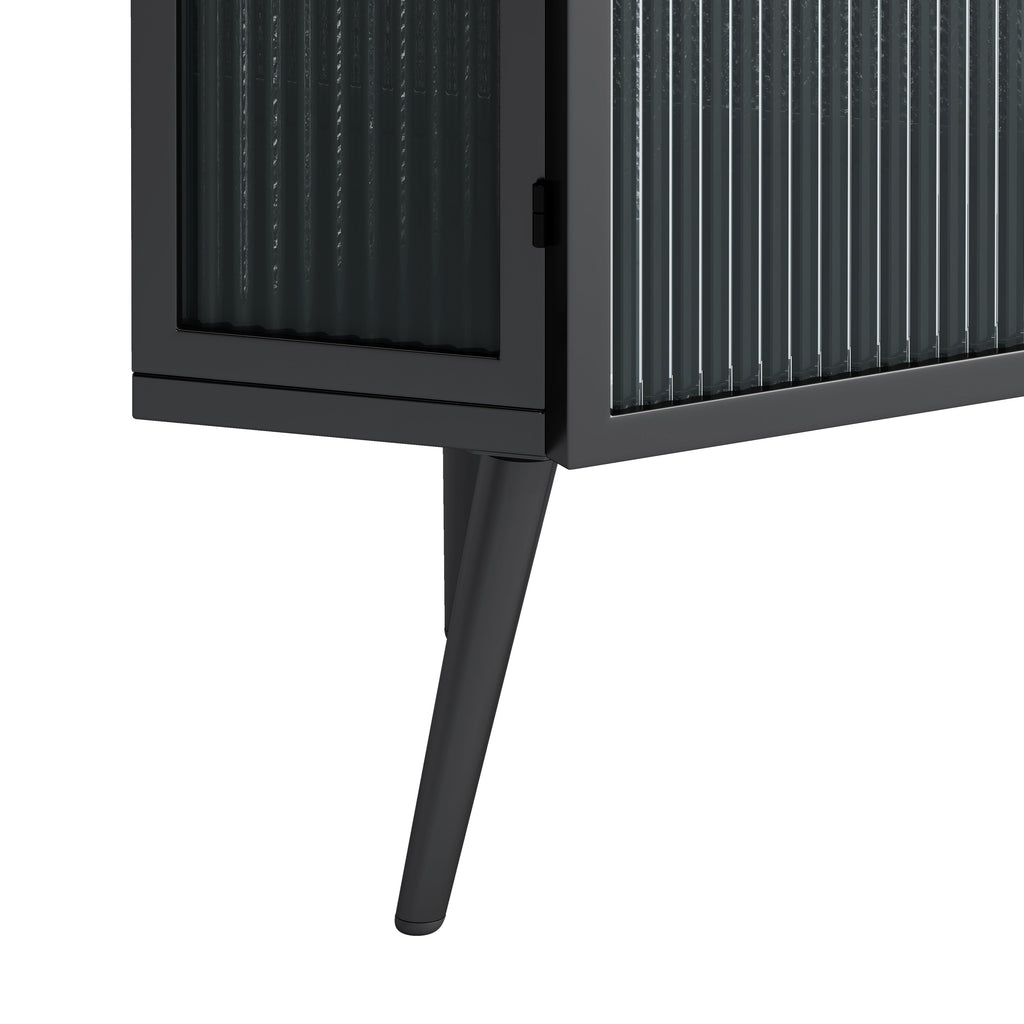 22.25' Floor Coner Cabinet with Tempered Glass Door & Storage Shelves for Bathroom, Living Room, Bedroom (Black)