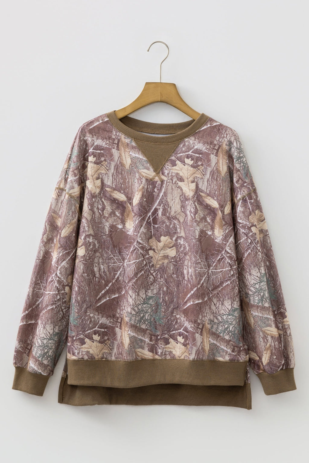 Camo Abstract Colorblock Detail Baggy Pullover Sweatshirt